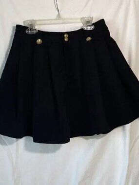 Shein Black Corduroy Mini Skirt with Brass Buttons